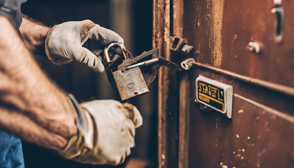 safe rusted padlock handling